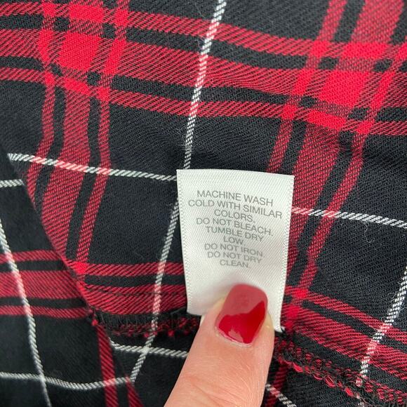 J. Jill Tunic Blouse Top Women's Size M Red Black Plaid Black Button Up - Picture 9 of 9